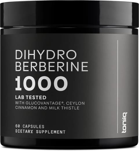 مکمل Toniiq Dihydroberberine Blood Sugar Glucovantage Ceylon Cinnamon And Milk Thistle 50:1 Lab Tested 60 Caps