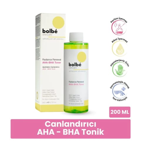 تونر AHA-BHA بولبه با اثر لایه‌برداری، شاداب‌کننده، یکنواخت‌کننده رنگ پوست و سفت‌کننده منافذ ۲۰۰ میلی‌لیتر
