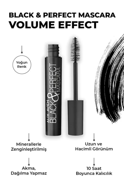 Alix Avien Black & Perfect Mascara - حجم دهنده با اثر فر دادن مژه