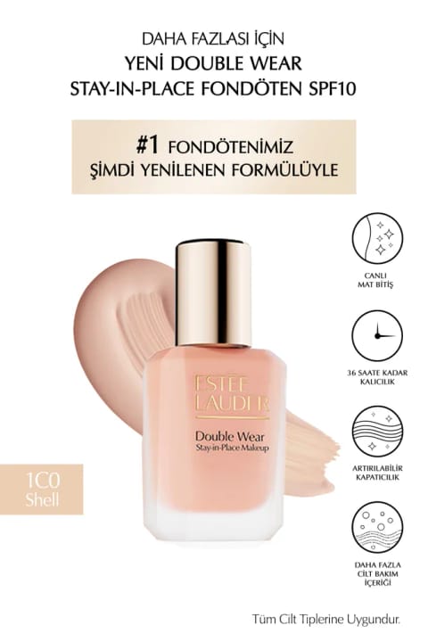 فونداسیون Estee Lauder Double Wear Stay-in-Place SPF10 با فینیش مات شاداب (1C0 SH...