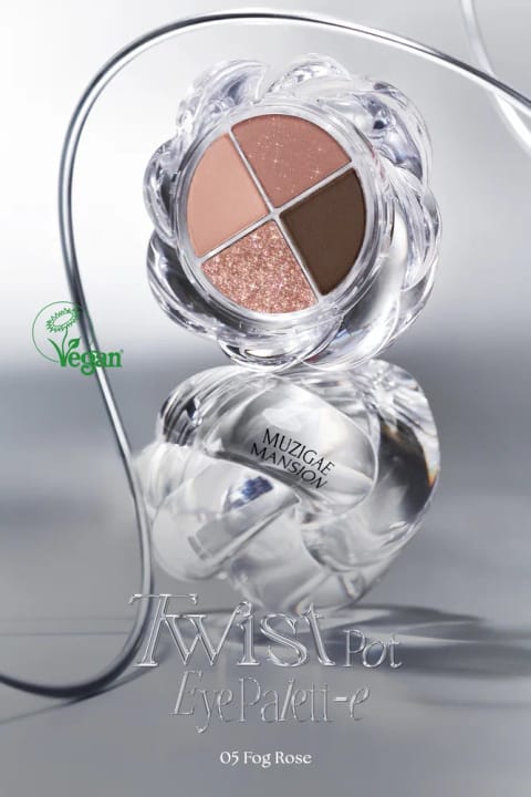 پالت سایه چشم ۴ رنگ Muzigae Mansion با بافت ابریشمی Twist Pot — 05 Fog Rose