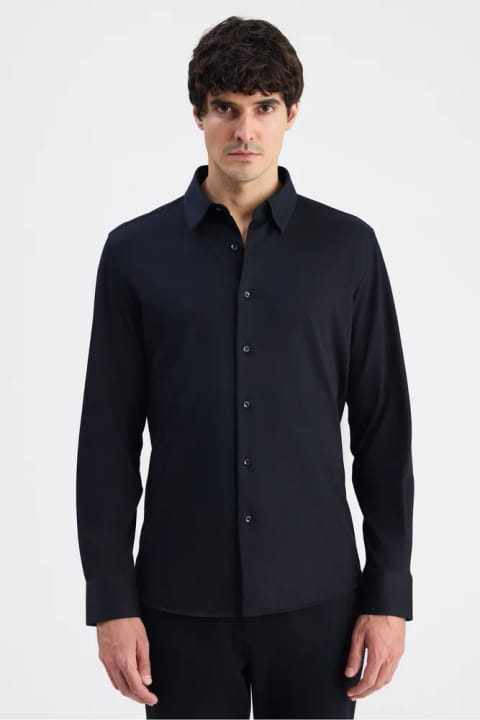 D'S Damat Ds Damat پیراهن بافتنی مشکی اسلیم فیت