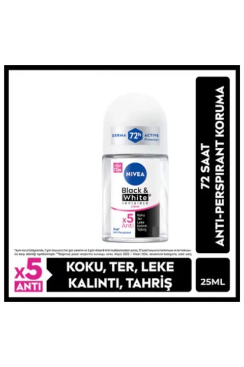 NIVEA Invisible Black & White Clear رولآن دئودورانت زنانه ۲۵ میلیلیتر
