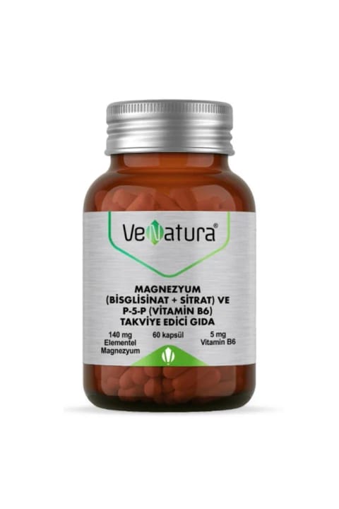VeNatura منیزیم بیس گلیسینات سیترات P5P ویتامین B6 60 کپسول
