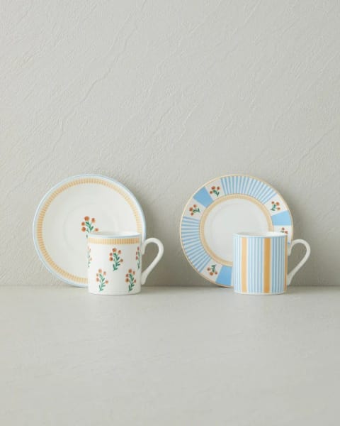 ست فنجان قهوه ۴ پارچه ۲ نفره Lumina New Bone China ۸۰ ml زرد