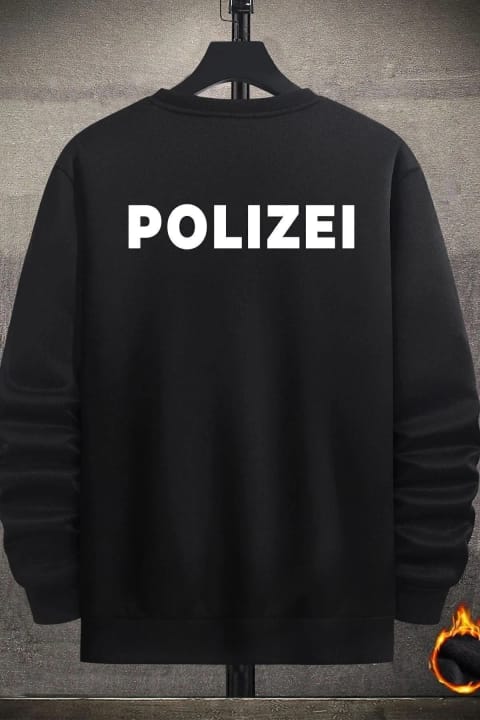 سویشرت یقه گرد یونیسکس uyguntarz با چاپ Polizei