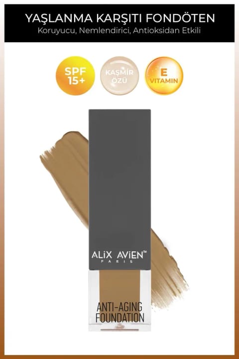 Alix Avien ضد پیری مرطوبکننده با ویتامین SPF15+ فونداسیون - آنتی... — 512 Warm Brown