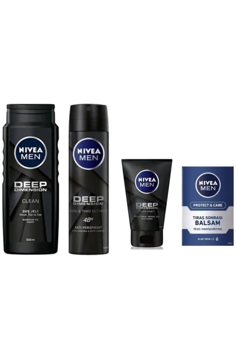 NIVEA Men Deep Dimension دوش ژل، دئودورانت، شستشوی صورت و بالم بعد از اصلاح