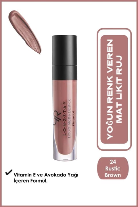 Golden Rose Longstay Liquid Matte Lipstick - 24 - رژ لب مایع مات ماندگار طولانی