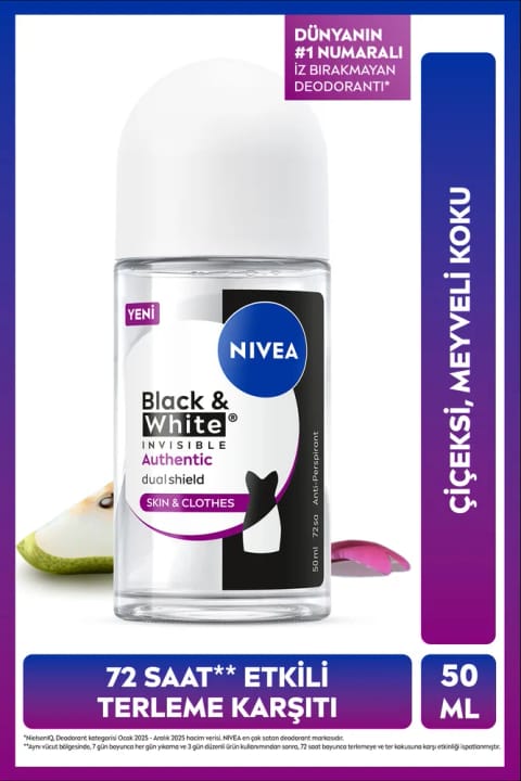 NIVEA زنانه رولآن دئودورانت Black&White Authentic 50 میلیلیتر