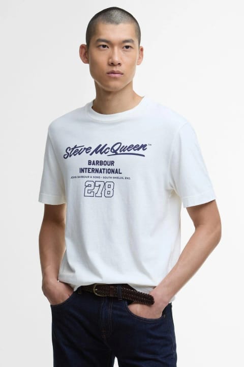 تی‌شرت گرافیکی مردانه Barbour B.Intl Colman SMQ WH32 رنگ Whisper White