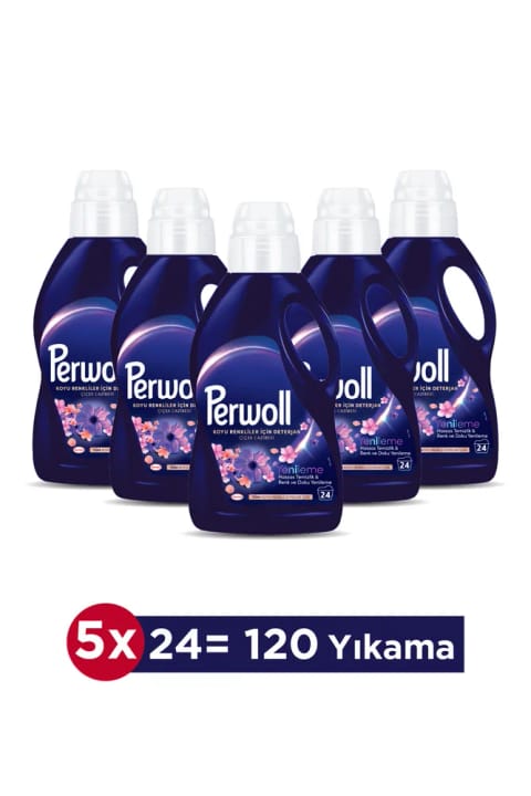 Perwoll مایع لباسشویی مخصوص لباس‌های تیره عطر گل 5×1.32 لیتر – برای 120 بار شستشو...