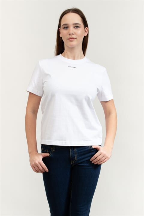تیشرت آستین کوتاه Calvin Klein مدل Classic Logo یقه گرد زنانه سفید