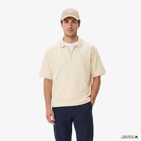 پولوپیراهن مردانه بژ House of Superstep X Lacoste کالکشن کپسول