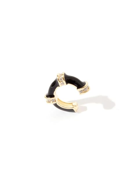 Ear Cuff تک‌نفره ردیف‌سنگ با جزئیات Gold - مشکی