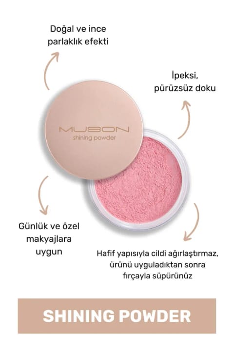 Muson Shining Powder Shimmery Pink - پودر تثبیتکننده صورتی روشن درخشان