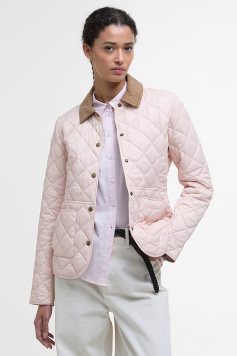 کاپشن کاپیتونه Barbour مدل Deveron رنگ Primrose Pink/Ice White