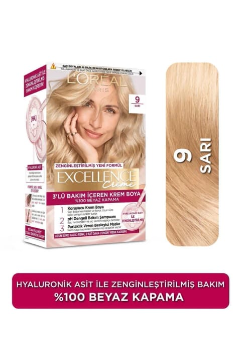 رنگ موی کرم L'Oreal Paris Excellence Creme 9 زرد