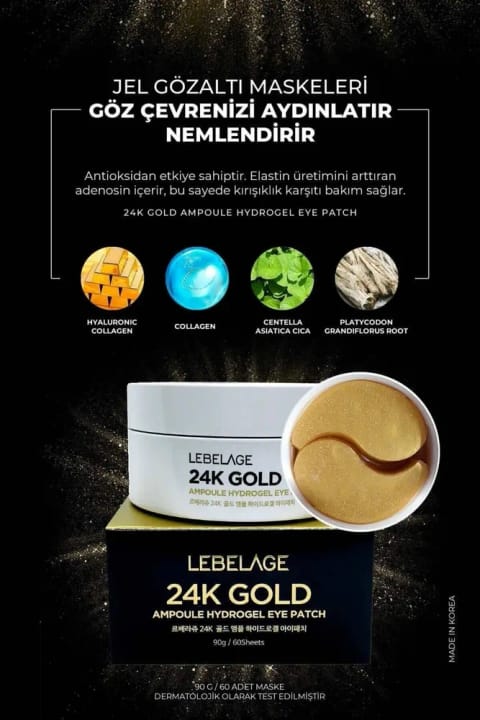 LEBELAGE 24k ماسک چشم ضد پف، ضد چین و روشنکننده گلد آمپ...