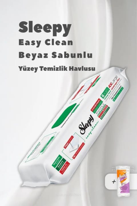 Sleepy 4 XL Mopa Uyumlu Beyaz Sabun Temizlik Havlusu ve 50 Gr Pamuk