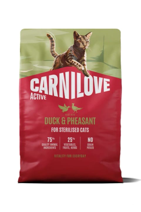 Carnilove ACTIVE بدون غلات برای گربههای بالغ عقیمشده با اردک و قرقاول...