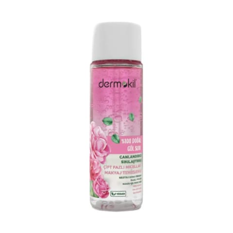 Dermokil %100 طبیعی گلاب میسلار واتر پاک‌کننده آرایش دو فاز 150 میلی‌لیتر