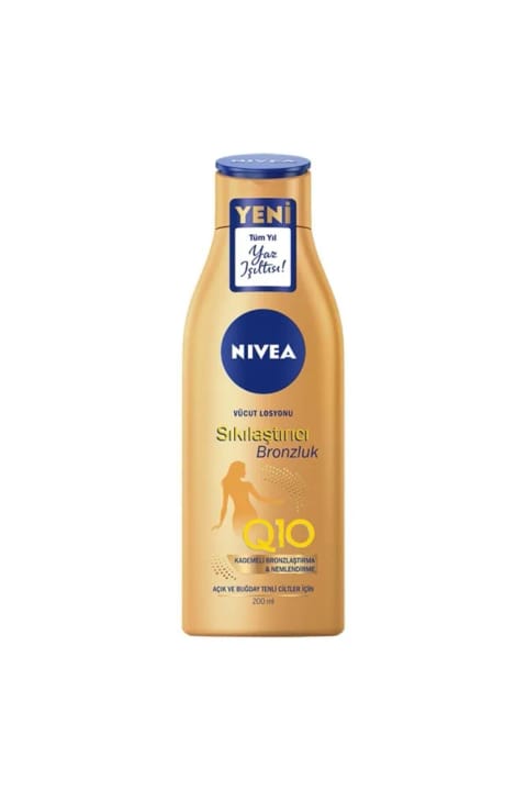 لوسیون برنزهکننده و سفتکننده NIVEA Q10 200 ml مناسب پوست روشن و گندمی