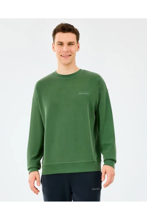 SKECHERS مردانه هودی یقه گرد گشاد رنگ خاکی S2510041-4255