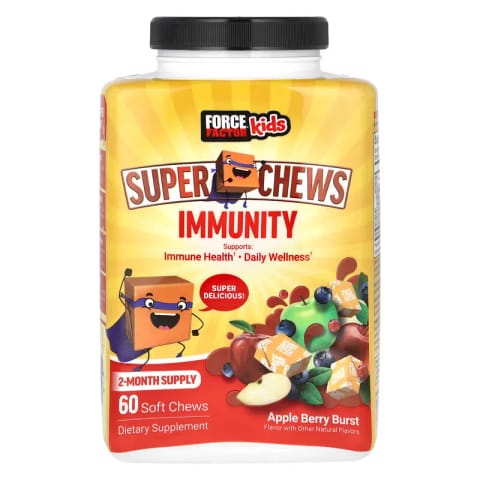 Force Factor Kids Super Chews Immunity Immune Health Apple Berry Burst 60 Soft Chews