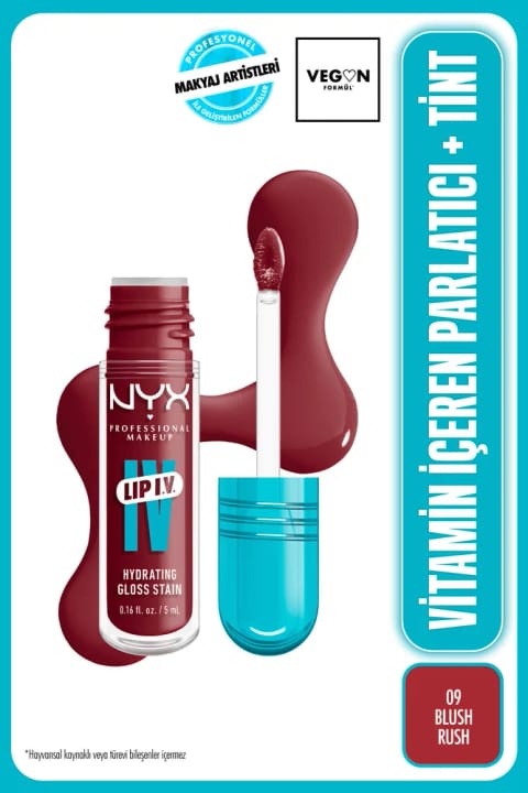 NYX Professional Makeup LIP I.V. براق‌کننده و تینت حاوی ویتامین - 09 Blush Rush