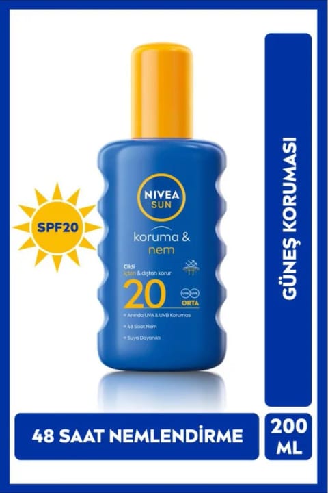 Nivea Sun محافظت و مرطوبکنندگی اسپری ضدآفتاب SPF20 200ml
