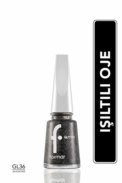 فلامر لاک شفاف براق با زرق و برق زیاد - Glitter Nail Enamel - Gl036 Blackstar
