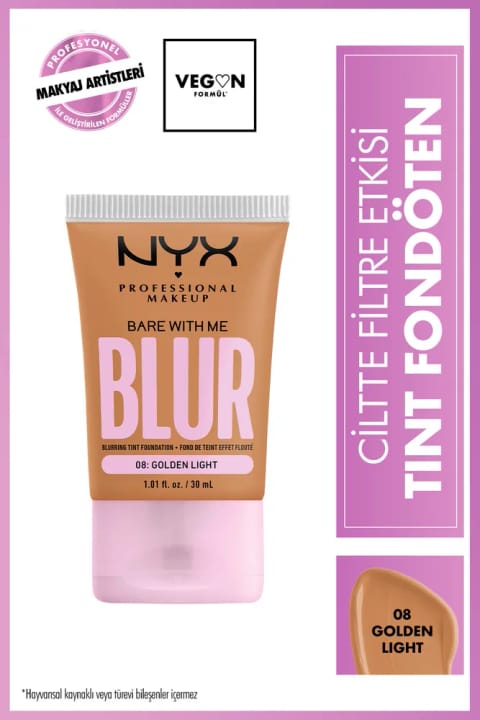 NYX Professional Makeup Blur Tint فونداسیون افکت فیلتر روی پوست - 08 Golden L...