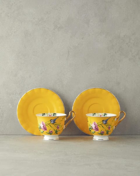 ست فنجان چای ۴ پارچه ۲ نفره Vanilla New Bone China ۲۲۰ میلی‌لیتر زرد