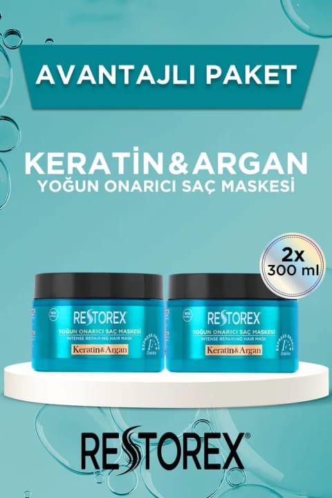 Restorex ماسک ترمیمکننده مو با کراتین و آرگان ۲×۳۰۰ میلیلیتر
