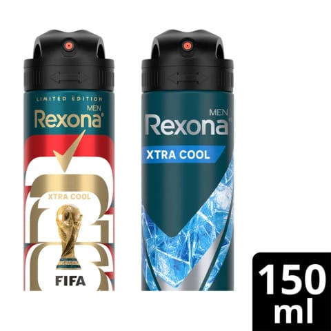 Rexona Men اسپری دئودورانت Xtra Cool محافظت ۷۲ ساعته ۱۵۰ میلی‌لیتر (طرح‌های متنوع)