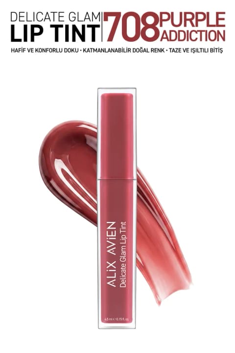 تینت لب براق و درخشان Alix Avien با پایه آبی - Delicate Glam Lip Tint 708 P