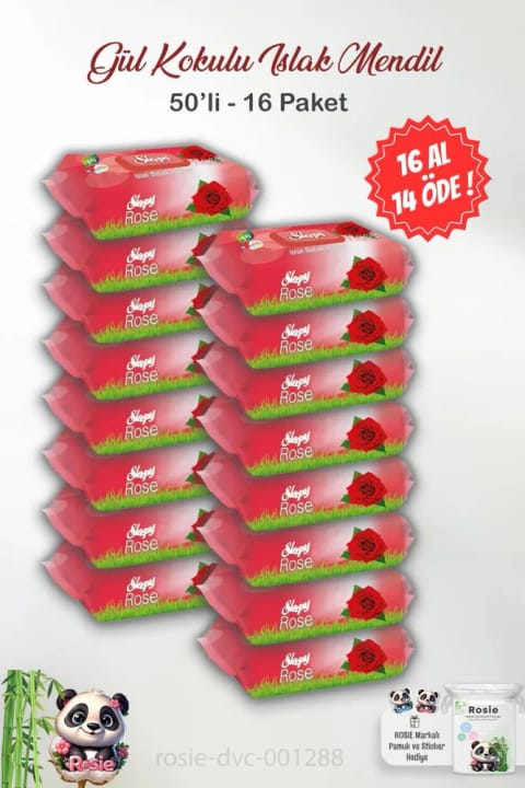 دستمال مرطوب کودک Sleepy با رایحهٔ گل رز، ۵۰ عددی و ROSIE