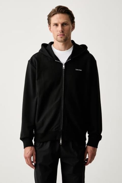سویشرت هودی مردانه زیپدار مشکی Calvin Klein