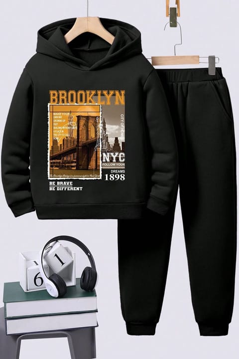 ست ترکمن راحتی پسرانه - دخترانه uyguntarz Brooklyn طرح‌دار