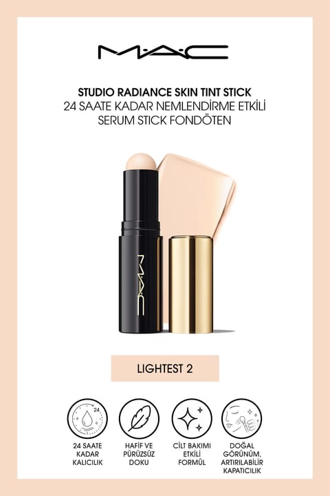 استیک رنگی پوست M.A.C Studio Radiance با سرم آبرسان تا ۲۴ ساعت — Lightest 2