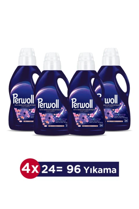 Perwoll مایع لباسشویی رنگ‌های تیره عطر گل 4×1.32 لیتر - 96 بار شستشو