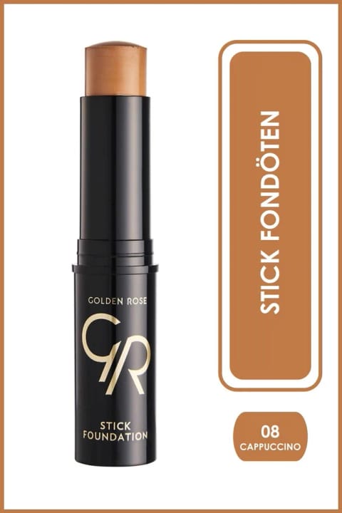 Golden Rose استیک فونداسیون شماره 08 کاپوچینو - کرم پودر استیکی با پوشش‌دهی بالا