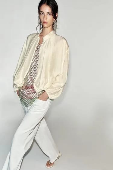 PLEATED BOMBER JACKET