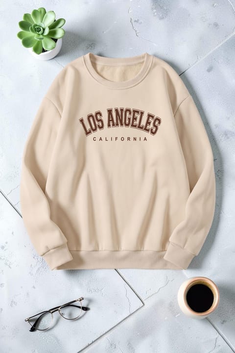 سویشرت یقه گرد چاپ Los Angeles uyguntarz یونیسکس
