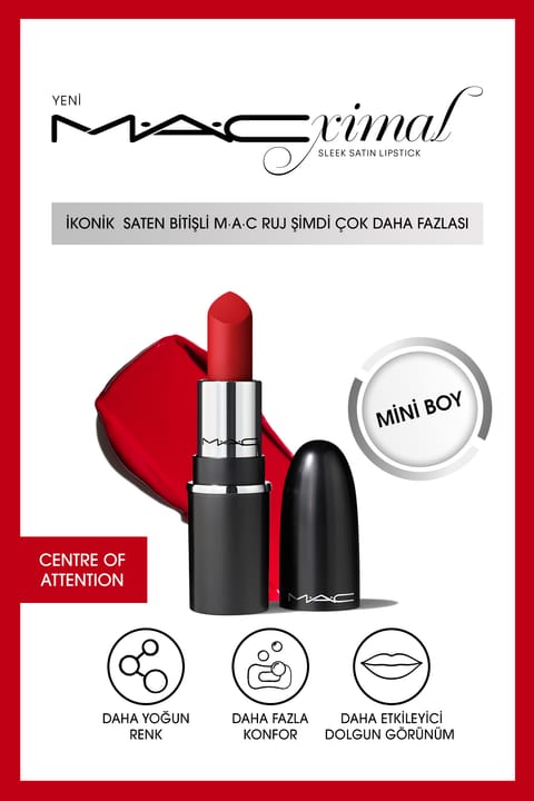 رژ لب ساتن M.A.C MACximal Mini Sleek - CENTRE OF A...