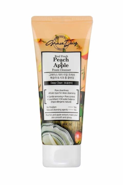 Grace Day فوم پاککننده عمیق با عصاره هلو و سیب Real Fresh Pea...