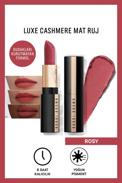 رژ لب مات کشمیر لوکس برند BOBBI BROWN - رنگ Rosy