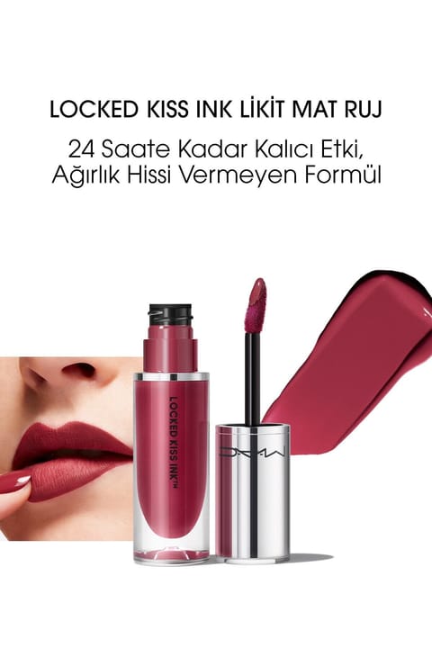 رژ لب مایع مات ۲۴ ساعته M.A.C Locked Kiss Ink - رنگ Decadence - ۴ml - 773602646104