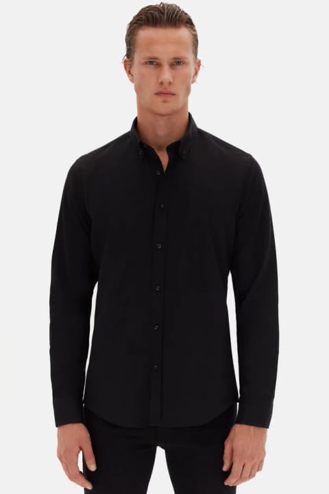 D'S Damat پیراهن اسلیم فیت مشکی آکسفورد یقه دکمهدار اتوآسان